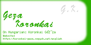 geza koronkai business card